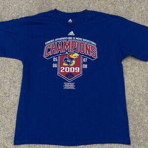 Kansas JAYHAWKS 2009 NCAA Champions t shirt Men's Large Adidas KU Basketball
